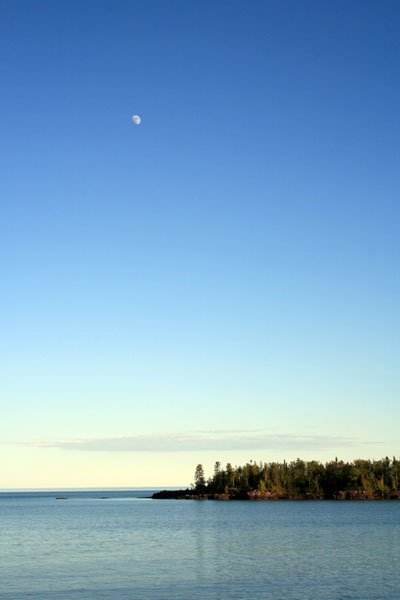 Moon over Lake Superior in Grand Marais, MN