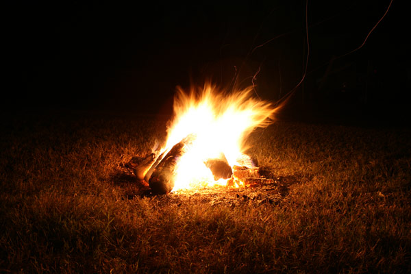 A hot campfire on a very hot day