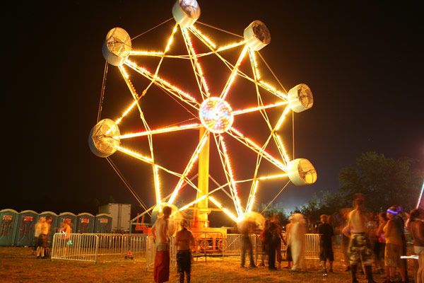 A carnival ride at night
