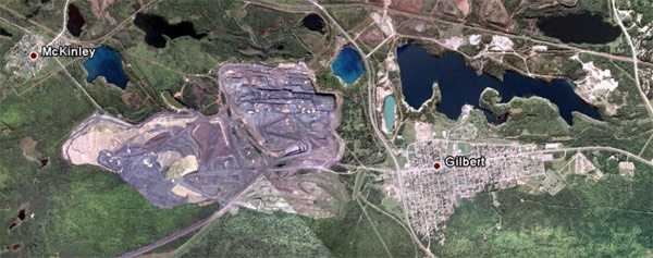 Google Earth shot of Gilbert, Minnesota