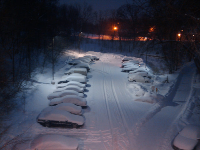 Snowy Parking Lot